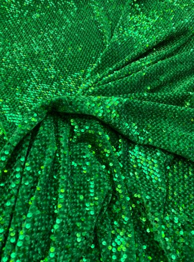 Stretch Sequin on Velvet Emerald Green