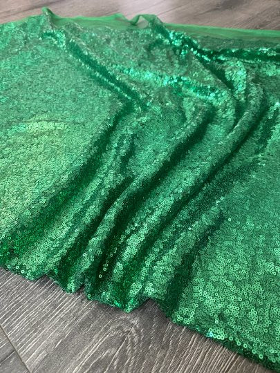 Stretch Sequin on Mesh Green