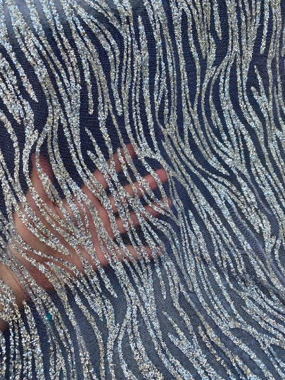 Glitter Lace Silver Wave Design