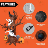 8 FT Halloween Inflatable Scary Tree with Ghosts Pumpkins and Tombstone