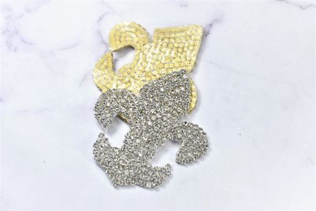 Rhinestone Applique Fleur De Los 3.5 x 4