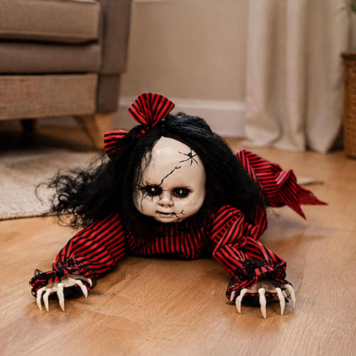 9" Touch Activated Animatronic Doll Halloween Lighted Decoration