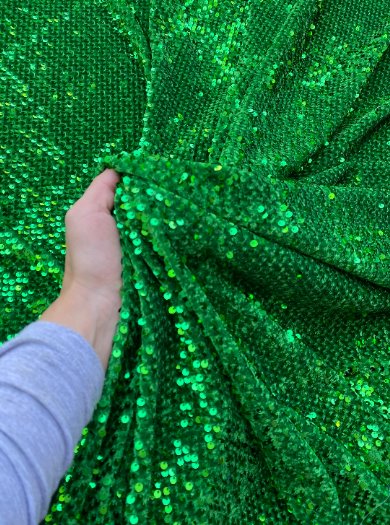 Stretch Sequin on Velvet Emerald Green