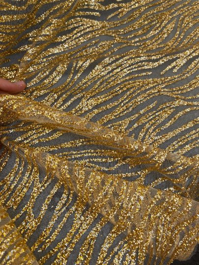 Gold Glitter Abstract Design Lace