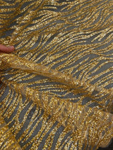 Gold Glitter Abstract Design Lace