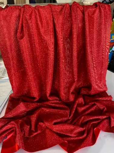 Stretch Metallic Lurex Fabric Red