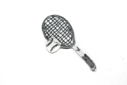 Embroidered Tennis Applique Black White Sequins Beads