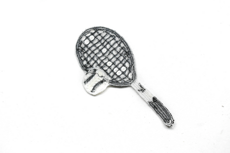 Embroidered Tennis Applique Black White Sequins Beads
