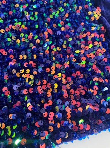 Iridescent Sequin on Velvet Blue