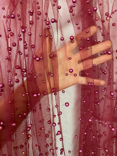 Pearl Tulle Burgundy