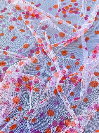 Polka Dot Tulle Pink Orange