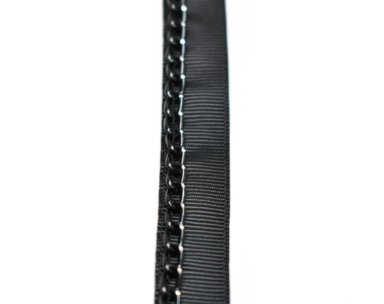 Ribbon with Black Chain Black Grosgrain 0.63"
