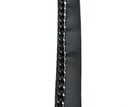 Ribbon with Black Chain Black Grosgrain 0.63"