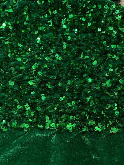 Stretch Sequin on Velvet Emerald Green