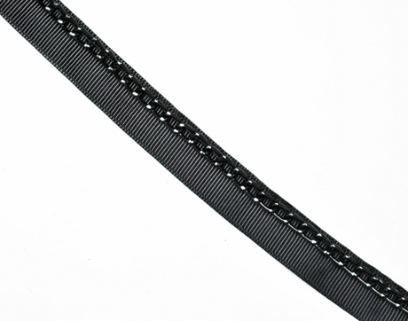 Ribbon with Black Chain Black Grosgrain 0.63"