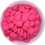 Merckens Chocolate Wafers - Pink Chocolate Melts Candy Coating 25 lb Wholesale Case