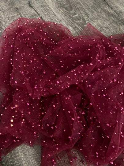 Pearl Tulle Burgundy