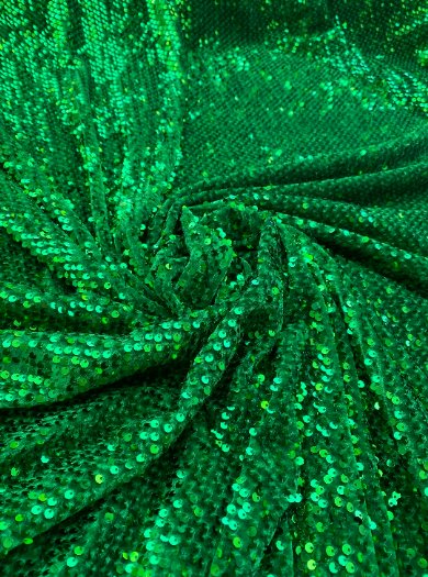 Stretch Sequin on Velvet Emerald Green