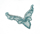 Rhinestone Applique Blue V Shape 6.75 x 7
