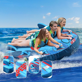 Towable Tube for Boating 1-3 Rider Inflatable Water Sports Tube with Heavy-Duty Nylon Cover, Zipper Closure, Bolster Fins, Safety Air Valve & Padded Handles Perfect for Lake & Ocean Adventures