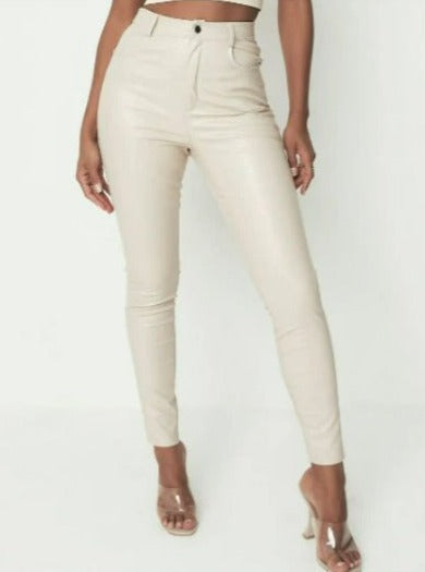 Stretch Faux Leather Off White