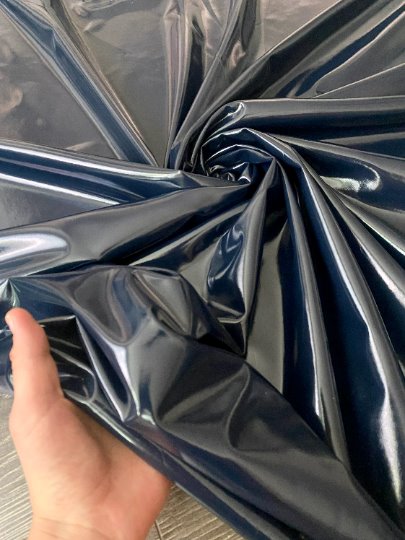 Navy Glossy Stretch Patent Leather Latex