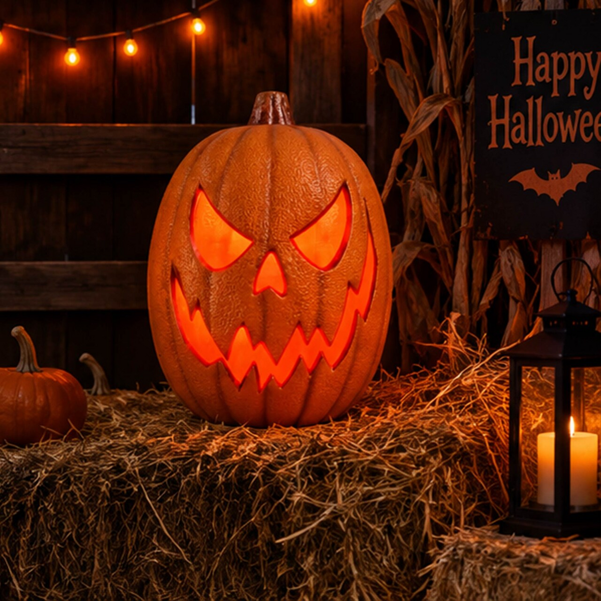 Light Up Jack O Lantern Finned Halloween Football