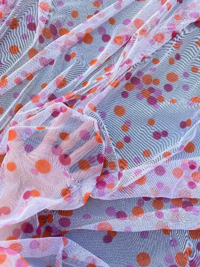 Polka Dot Tulle Pink Orange