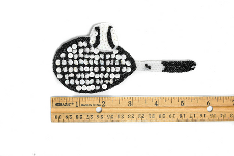 Embroidered Tennis Applique Black White Sequins Beads