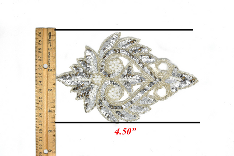 Sequins Beaded Iron-On Applique Patch 7 x 4.5