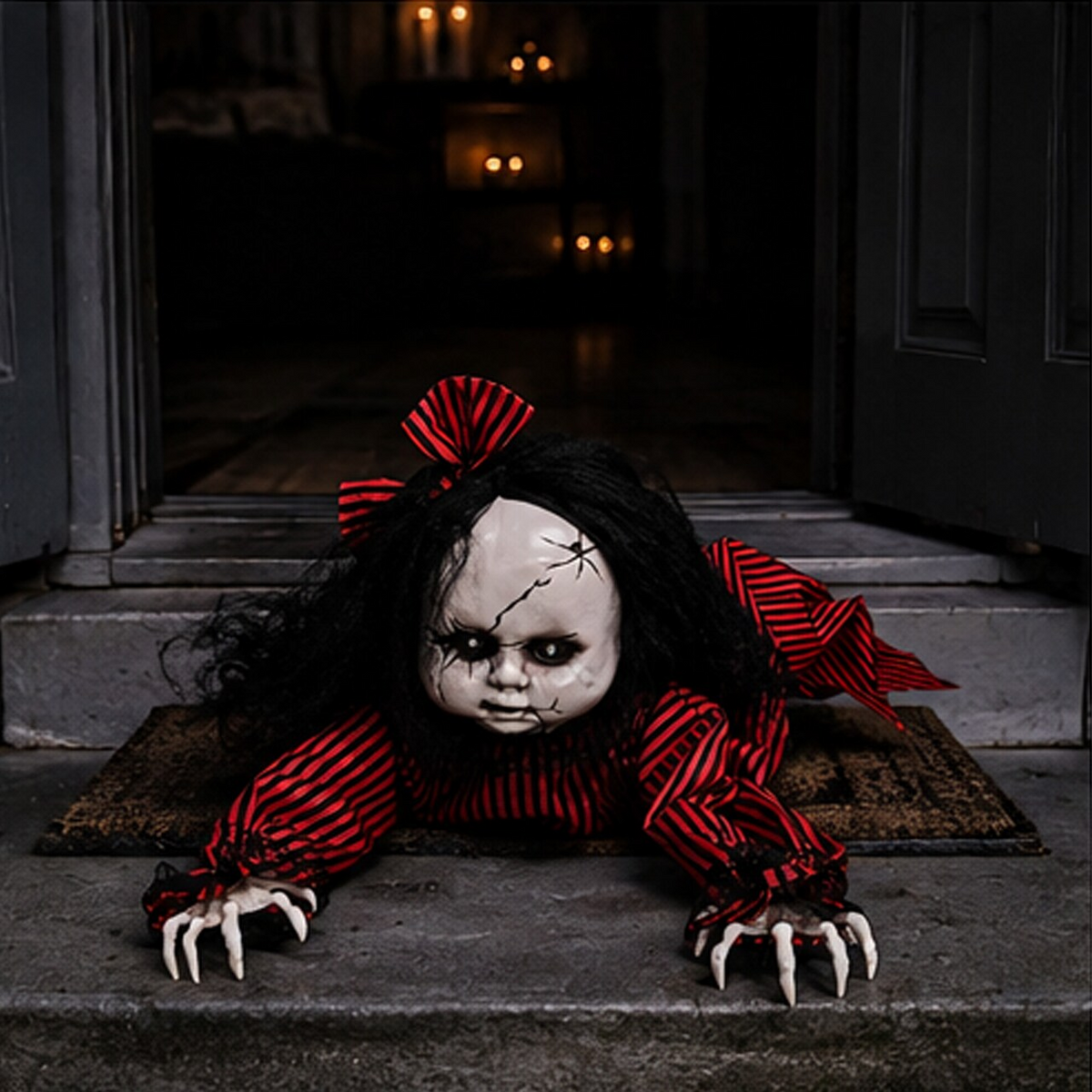 9" Touch Activated Animatronic Doll Halloween Lighted Decoration