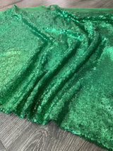 Stretch Sequin on Mesh Green