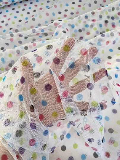 Printed Tulle Multicolor Polka Dot