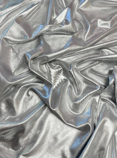 Shiny Silver Slinky Foiled Jersey