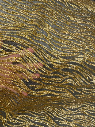 Gold Glitter Abstract Design Lace