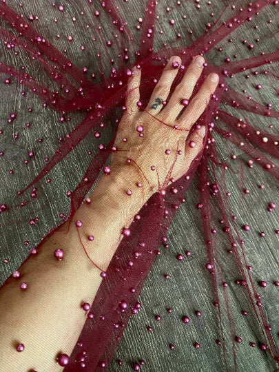 Pearl Tulle Burgundy