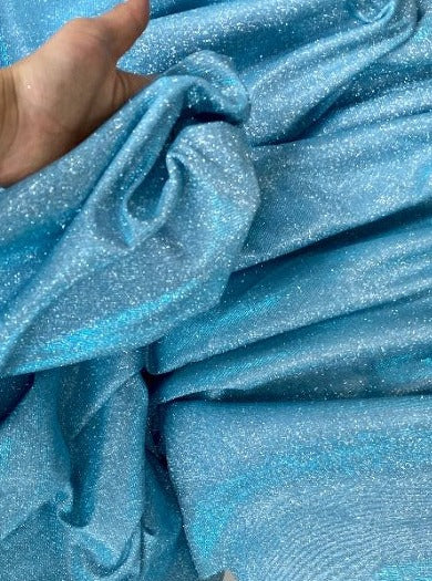 Baby Blue Stretch Metallic Lurex