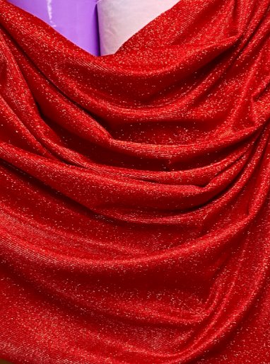 Stretch Metallic Lurex Fabric Red
