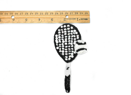 Embroidered Tennis Applique Black White Sequins Beads