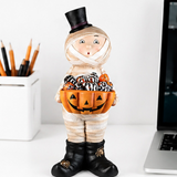 23 Inch Mummy in Top Hat Holding Jack-O-Lantern Candy Dish