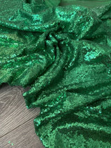 Stretch Sequin on Mesh Green