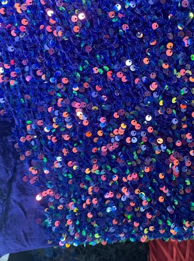 Iridescent Sequin on Velvet Blue