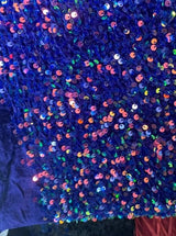 Iridescent Sequin on Velvet Blue