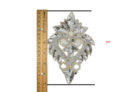 Sequins Beaded Iron-On Applique Patch 7 x 4.5