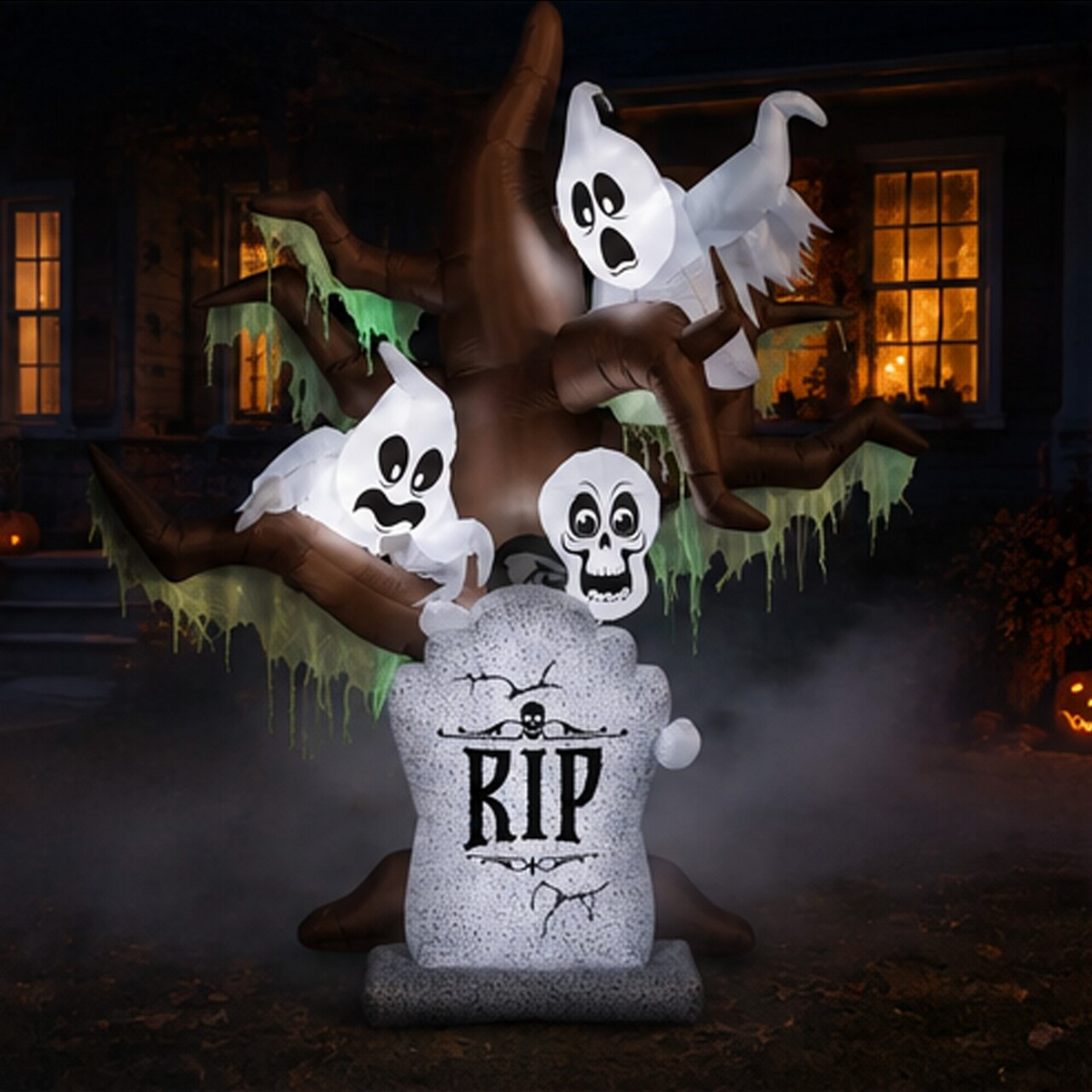8 Ft Airblown Inflatable Tombstone Haunted Ghost Tree