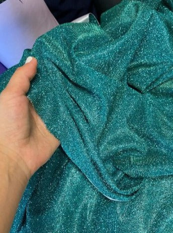 Teal Green Stretch Metallic Lurex
