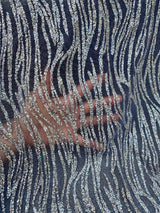 Glitter Lace Silver Wave Design