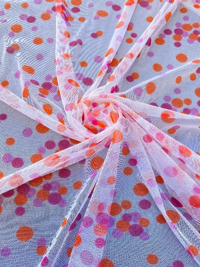 Polka Dot Tulle Pink Orange