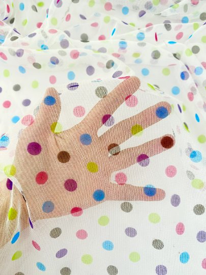 Printed Tulle Multicolor Polka Dot