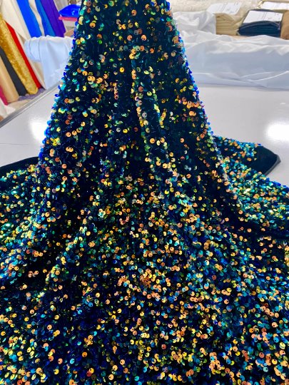 Stretch Sequin on Velvet Multicolor